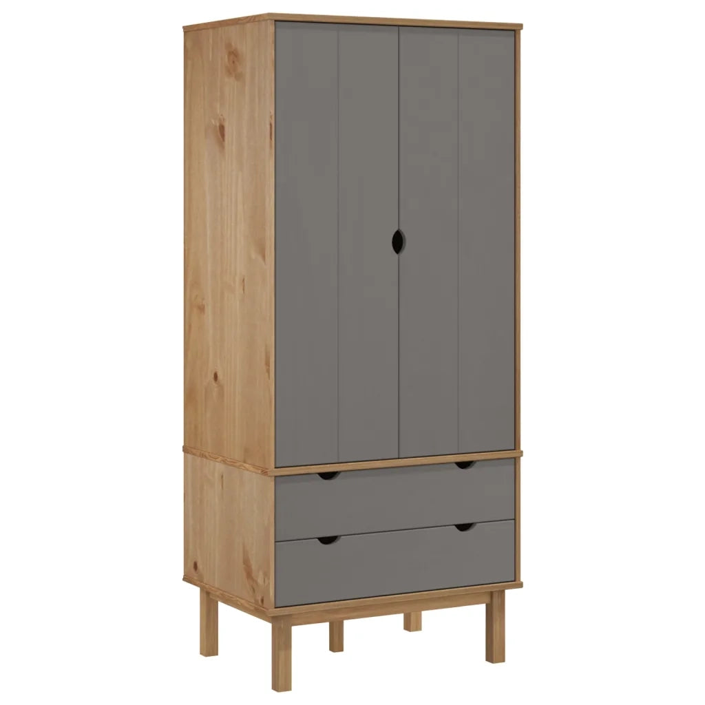 Armadio OTTA Marrone e Grigio 76,5x53x172 cm in Legno di Pino 348589