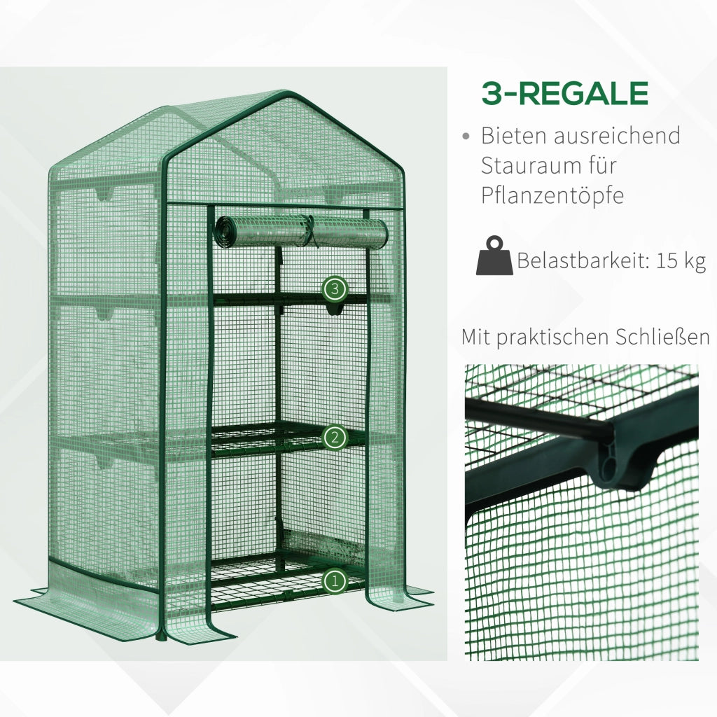 Mini serra da coltivazione con copertura in plastica e 3 ripiani ¨C zephmum ¨C 3 piani