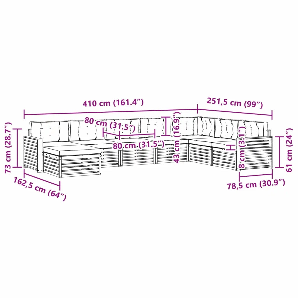 Set di divani da esterno 8 pcs Grigio Naturale e Chiaro 3373946