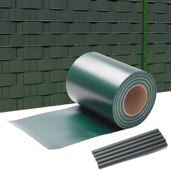 Set di schermo per privacy - con clip - striscia PVC per reti metalliche a doppia staffa verde 70m x 0,19m
