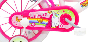 Bicicletta per Bambina 14" 2 Freni  Unicorno Bianca/Rosa