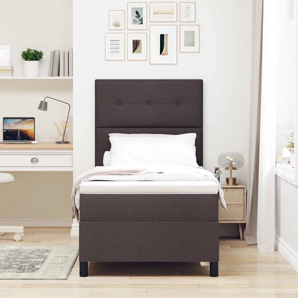 Letto a molle con materasso Marrone scuro 100 x 200 cm Tessuto 3342847