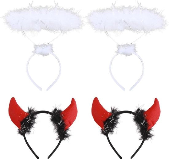 Accessori per Halloween per feste e cosplay con fasce per angeli e demoni.