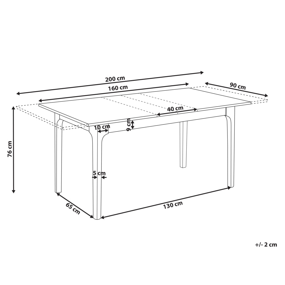 Tavolo da pranzo allungabile in legno di frassino scuro 160/200 x 90 cm Piano impiallacciato in frassino Tavolo da cucina
