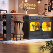 Tavolo bar estensibile girevole con LED e 4 cassetti