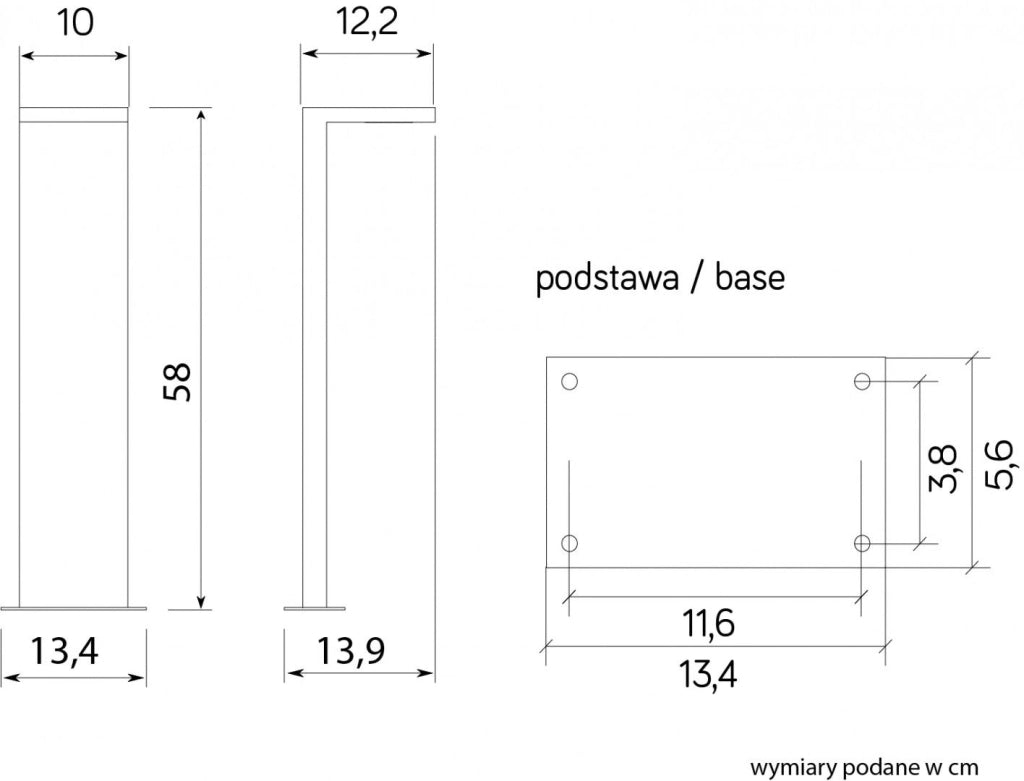 Paletto lampada da giardino LED 10W 58cm IP54 grigio