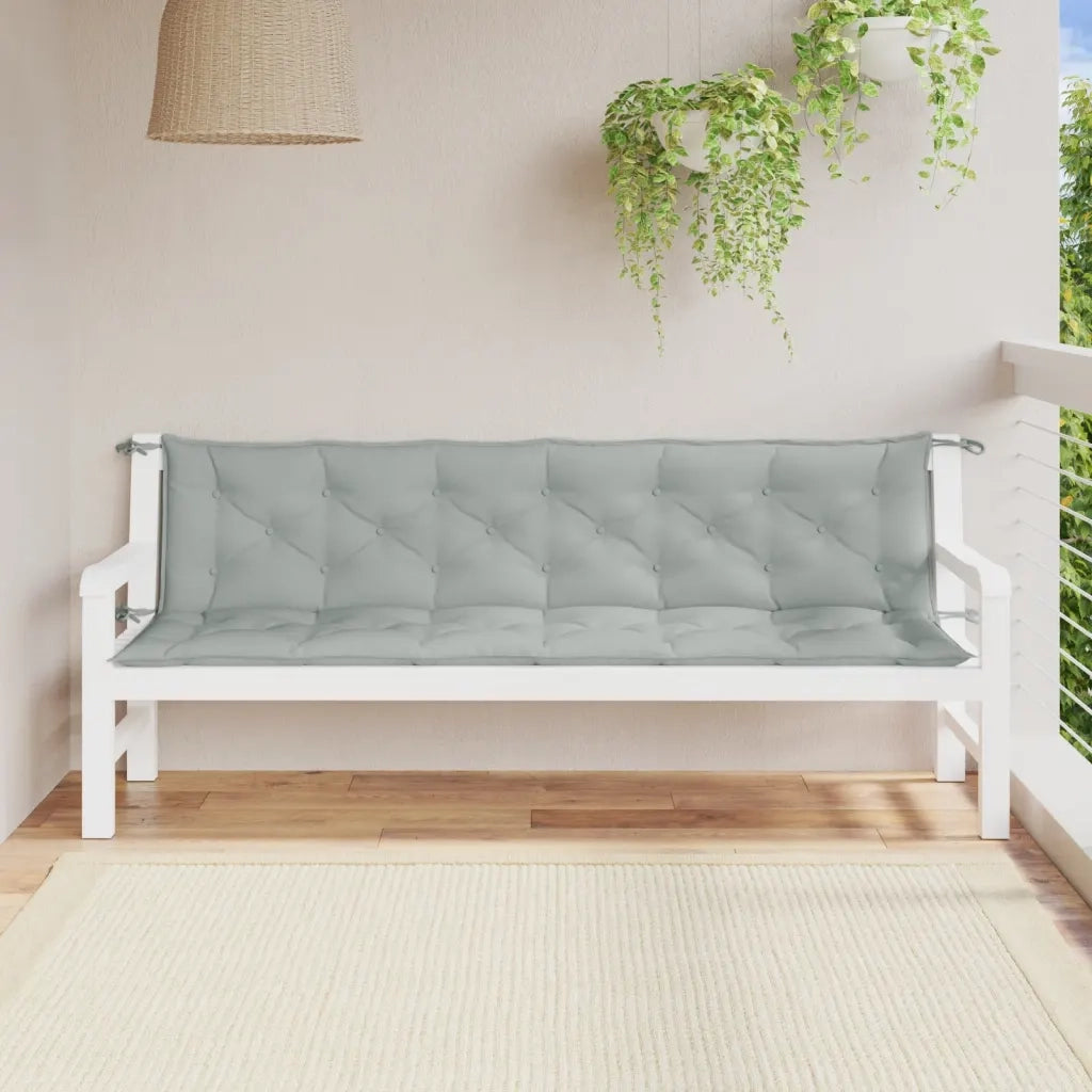Cuscini Panca Giardino 2 pz-Set di 2 Cuscini per panchina da esterno Grigio Chiaro M¨¦lange 200x50x7 cm