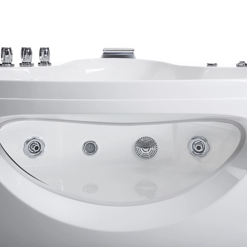 Vasca Idromassaggio Angolare Bianco Sanitario Acrilico con Luci LED 10 Getti Massaggio 190 x 138 cm Stile Moderno