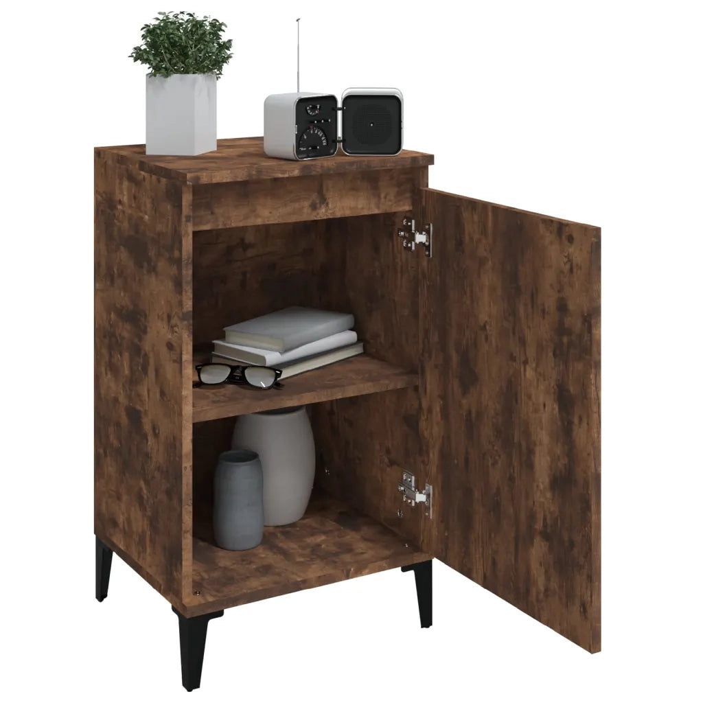 Comodino Rovere Fumo 40x35x70 cm Legno Multistrato 819654