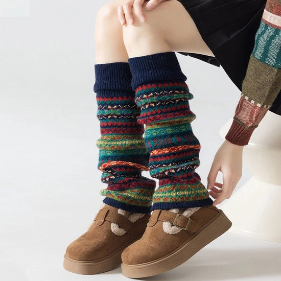Calzamaglie per donna, copri stivali lunghi, calze a strati, calzettoni caldi e spessi per inverno, leggings, copri stivali fino alle ginocchia, colore blu marino