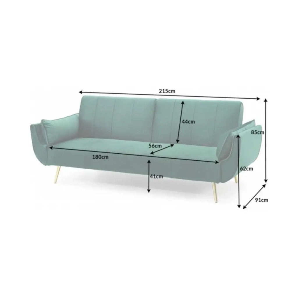 CANAPÉ DROIT DANNA VERT ÉMERAUDE – Canapé scandinave convertible en velours avec pieds en métal