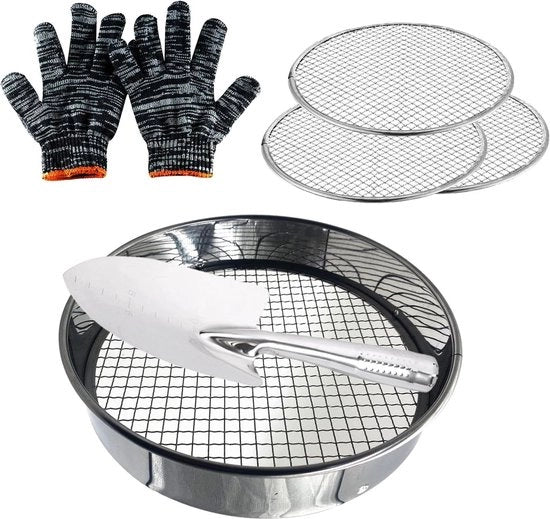 Tina di compost 3 in 1 metallo 25 cm con rete intercambiabile per giardinaggio.