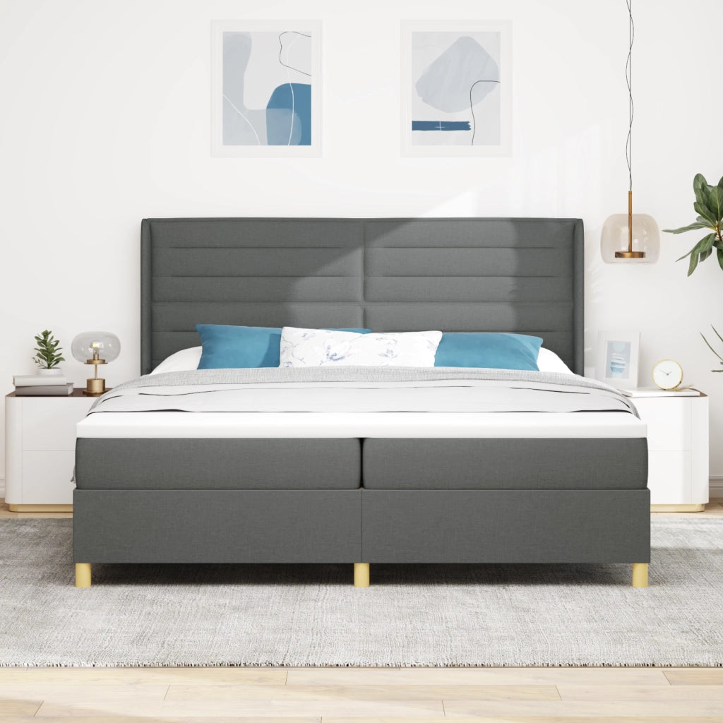 Letto con Rete a Molle e Materasso & LED Grigio Scuro 200x200 cm in Tessuto