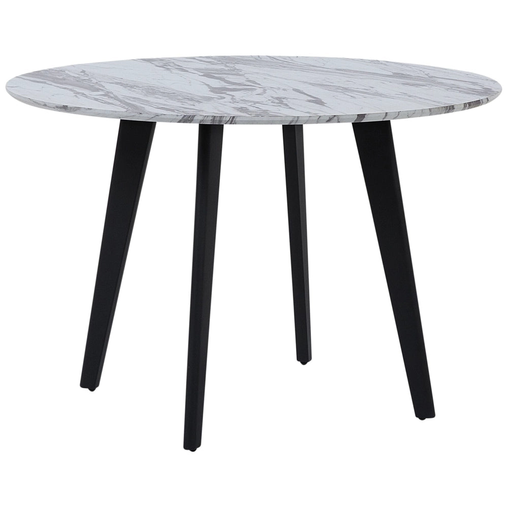 Tavolo da pranzo effetto marmo con gambe nere rotonde da 110 cm in MDF da tavolo con gambe in metallo