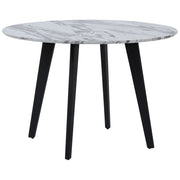 Tavolo da pranzo effetto marmo con gambe nere rotonde da 110 cm in MDF da tavolo con gambe in metallo