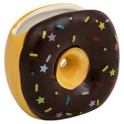 Portapenne a ciambella in ceramica marrone 11x6,5x11h