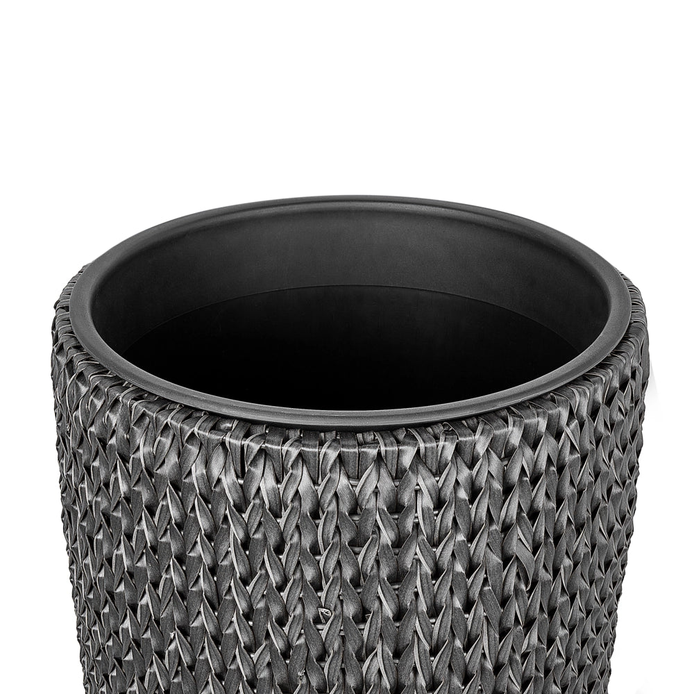 Set di 2 vasi in finto rattan nero per piante con inserto per interni ed esterni