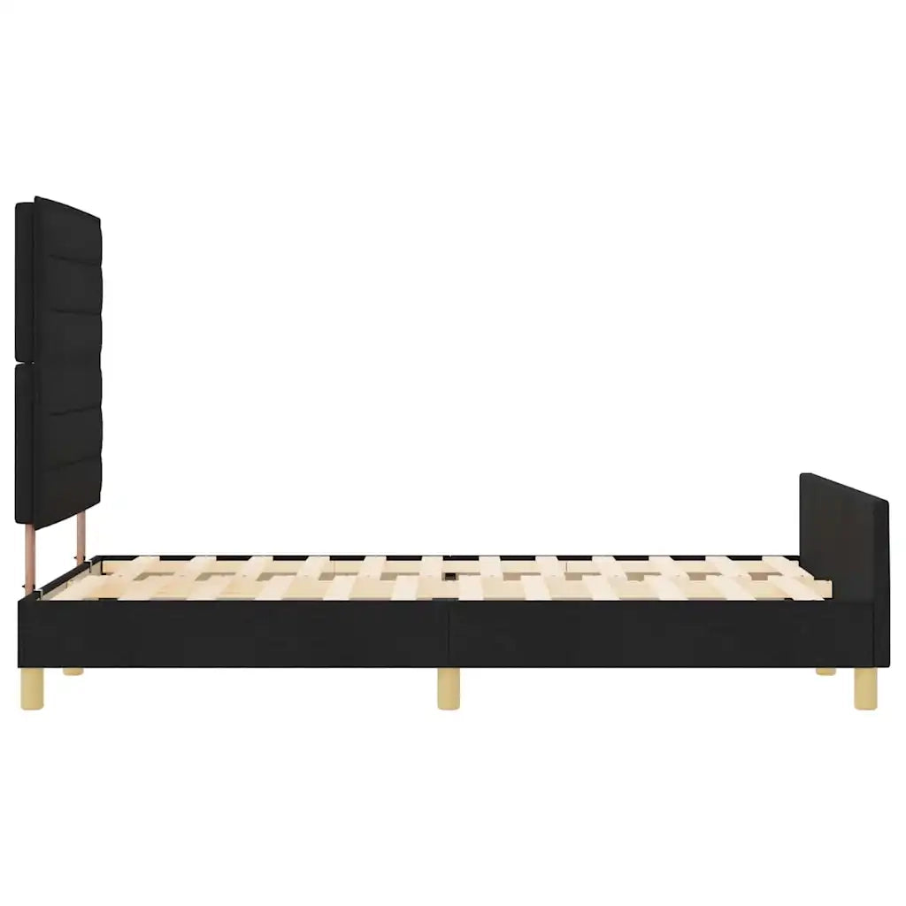 Struttura del letto con testiera-Giroletto Nero 140 x 200 cm Tessuto 388978