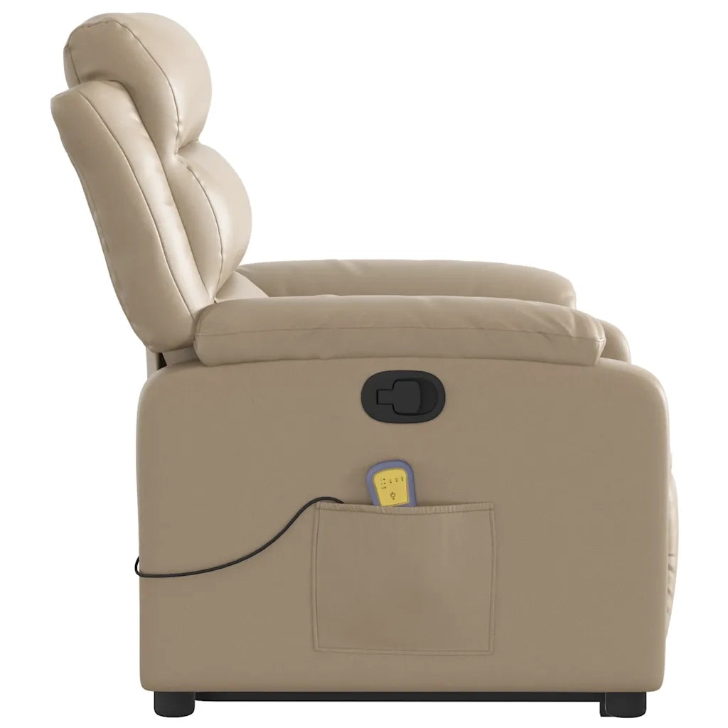 Poltrona Alzapersone Massaggi Reclinabile Cappuccino Similpelle 3205055