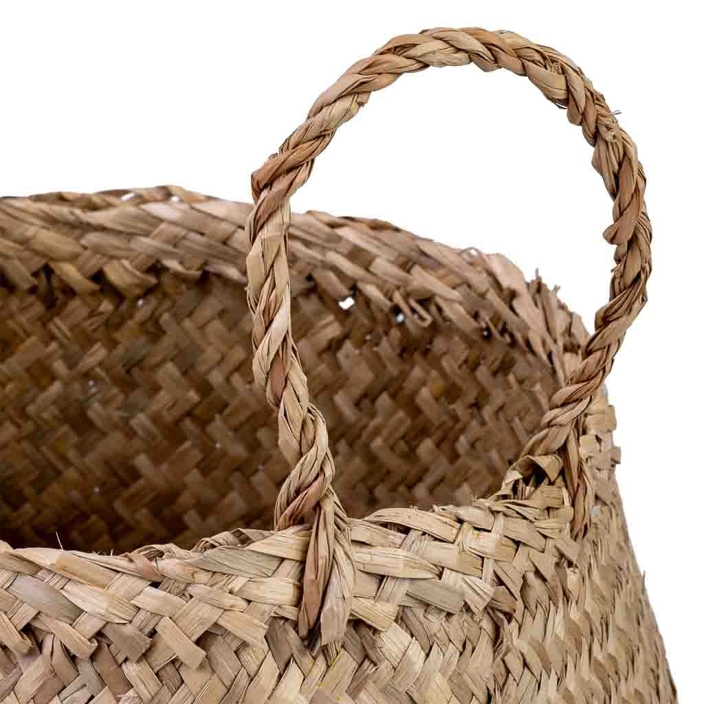 Cestino giallo naturale con manici, D35x30/46h cm
