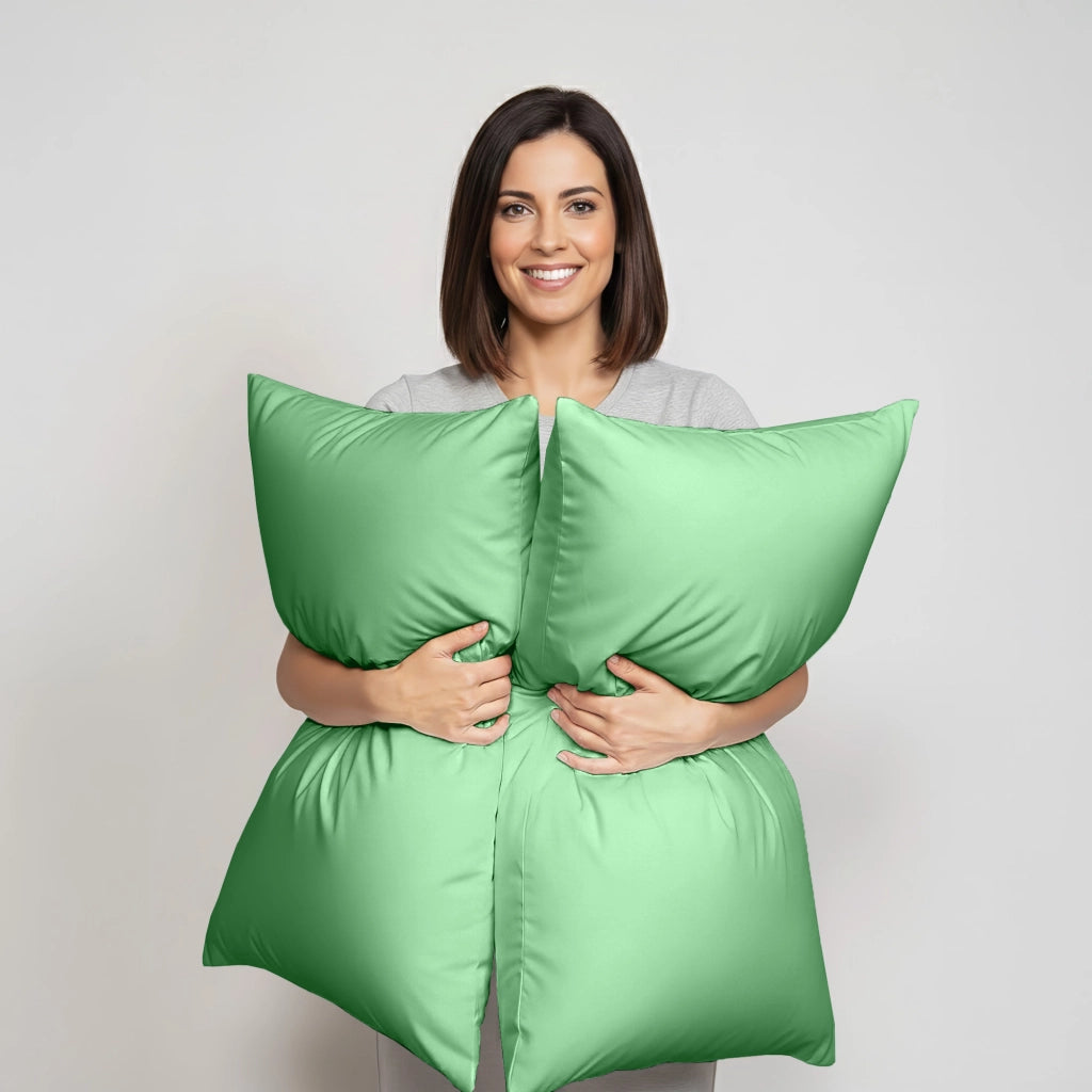 Coppia Federe per Cuscino 50x80 cm in  con Patella – Morbide, Traspiranti,– Tinta Unita, Lavabili  Verde