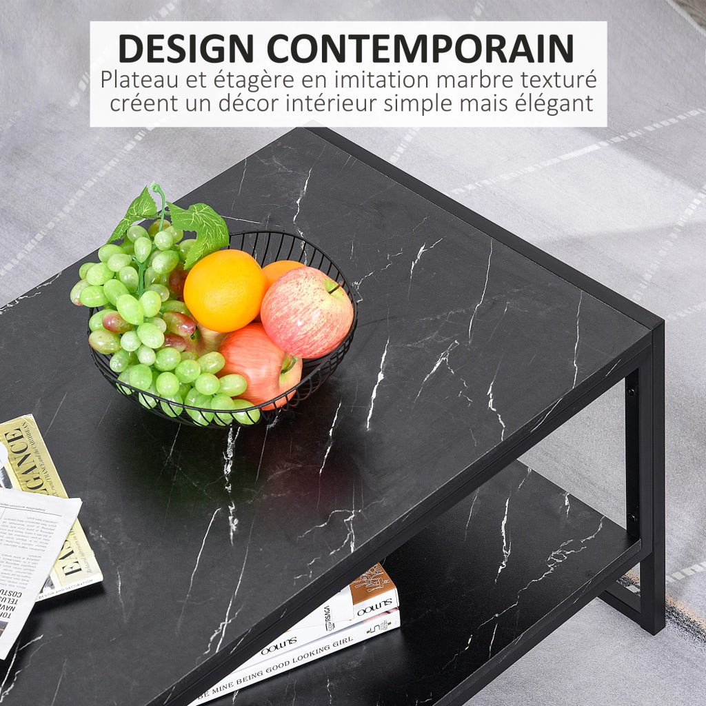 Tavolino Moderno con 2 Ripiani ¨C Zephmum ¨C Nero 106x50x47 cm