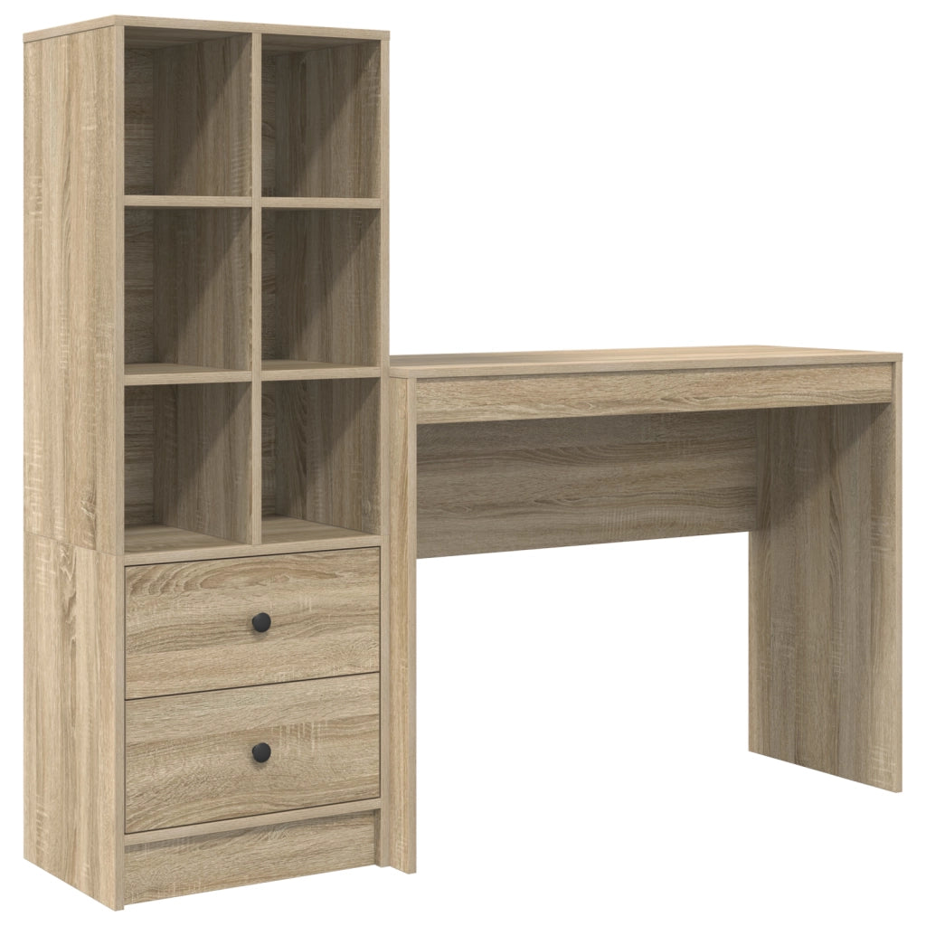 Scrivania con archiviazione rovere sonoma legno ingegnerizzato
