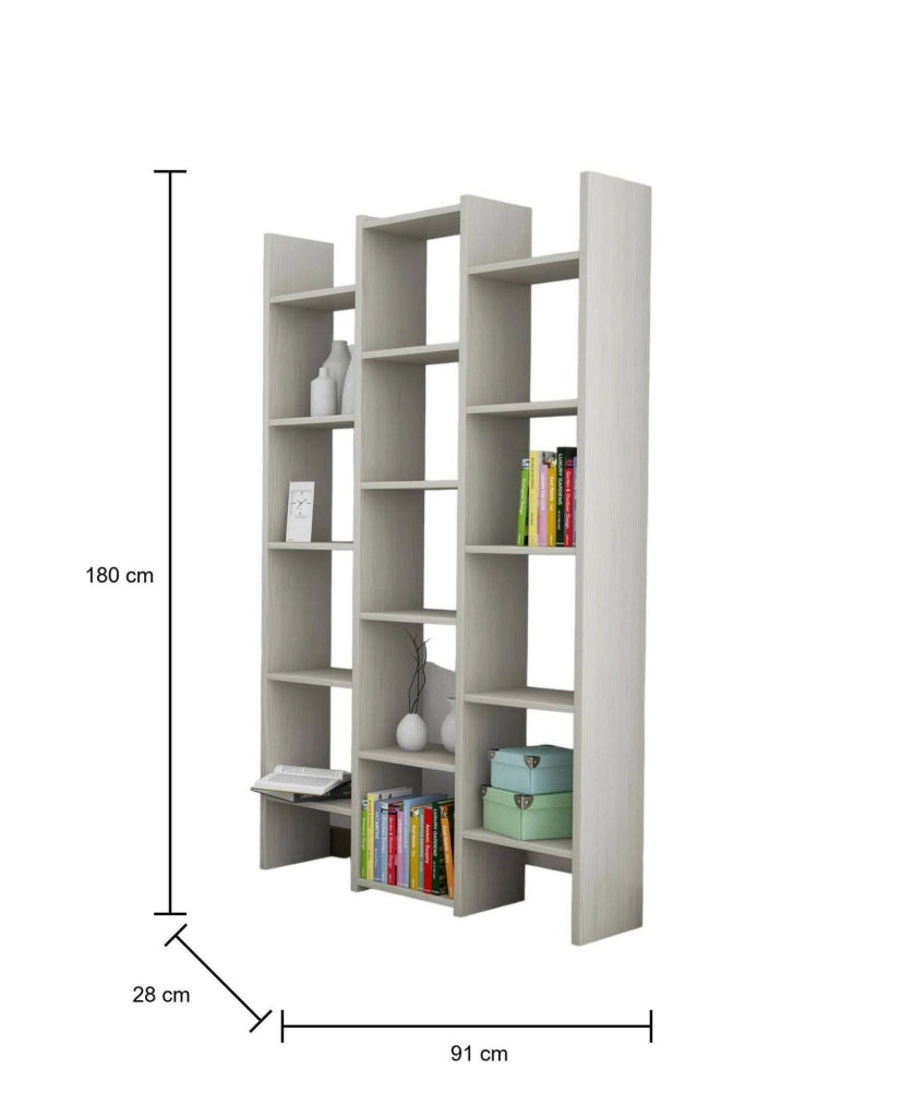Biblioteca Nockten, Libreria 15 Ripiani Made in Italy, 91x28x180h cm Grigio Chiaro