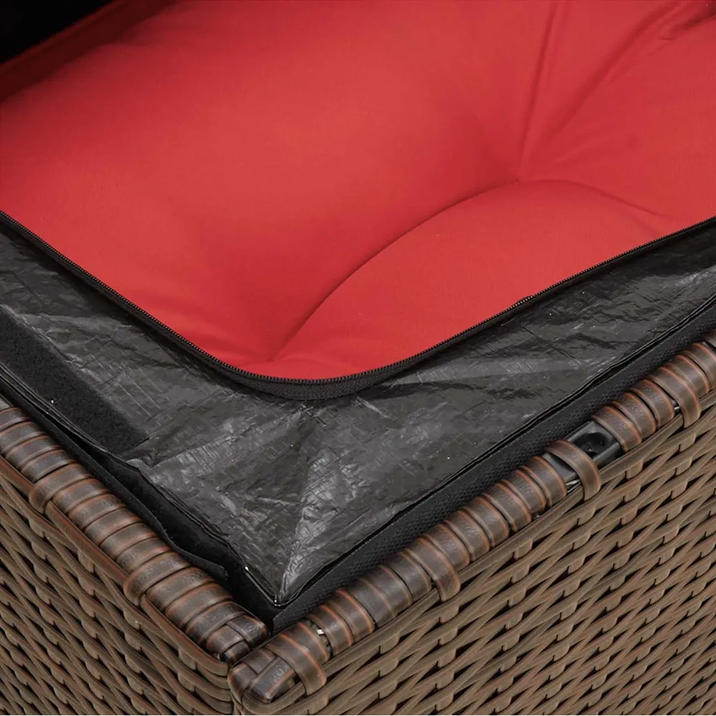 Divano da giardino con cuscini a 3 Posti-Sofa da Giardino-Divano da esterno marrone in polyrattan 175076