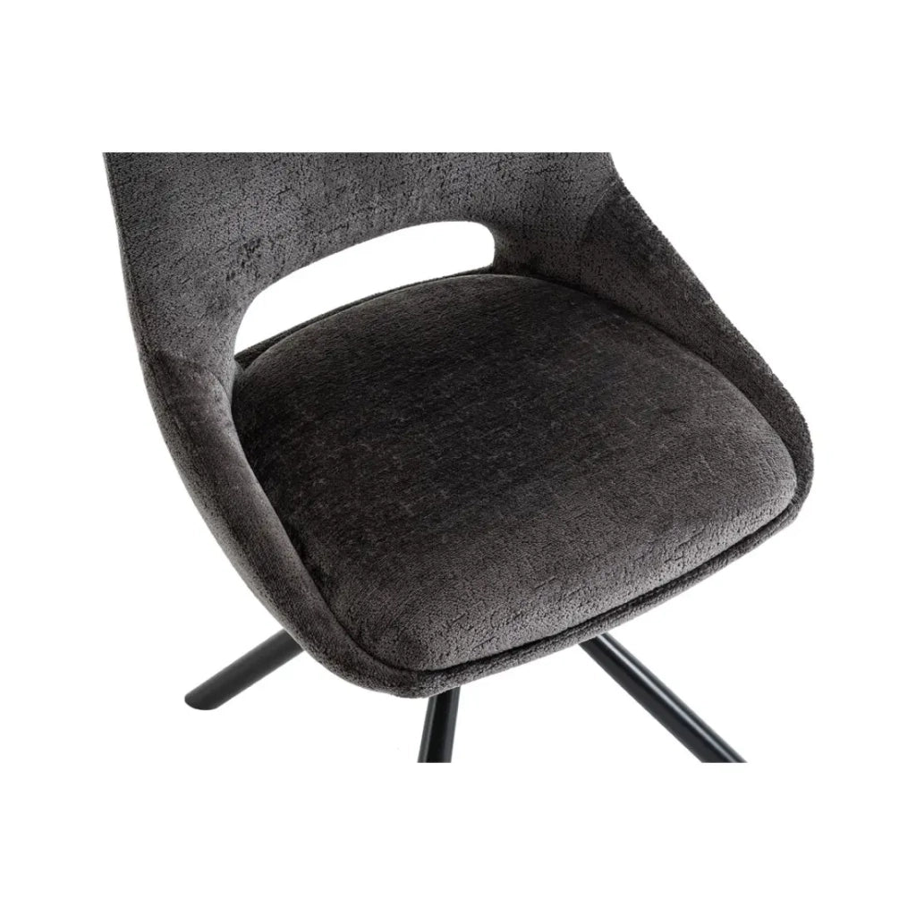 Set di 2 sedie YUMENA – Tessuto grigio – Gambe in metallo – Design compatto – Eleganza sobria e contemporanea