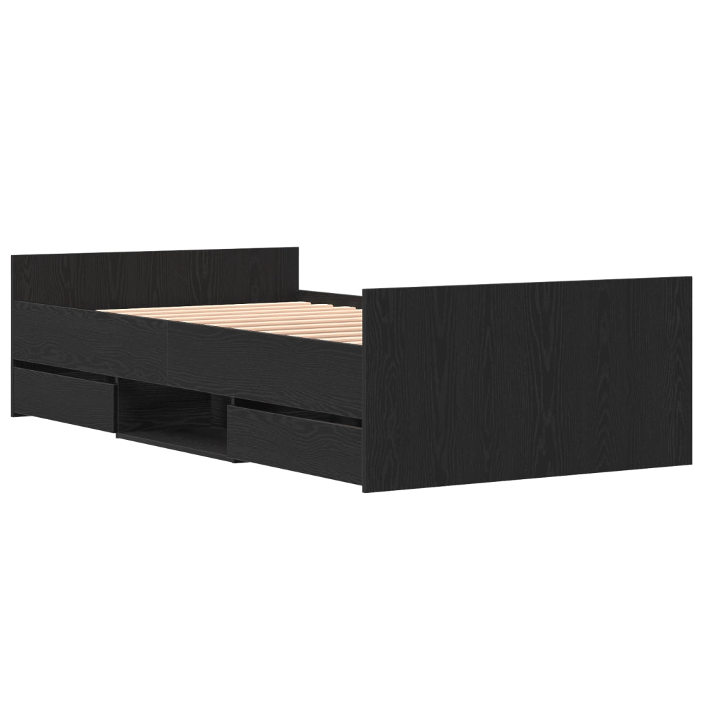 Struttura Letto senza Materasso Nero Rovere 90x190 cm Legno Ingegnerizzato