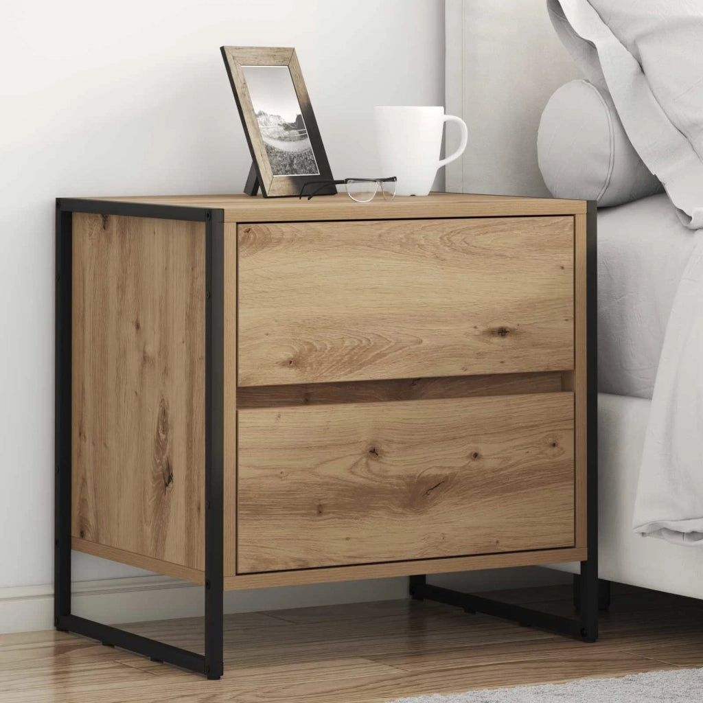 Comodino-Tavolino da notte Rovere Artigianale 50 x 39.5 x 50 cm Legno multistrato