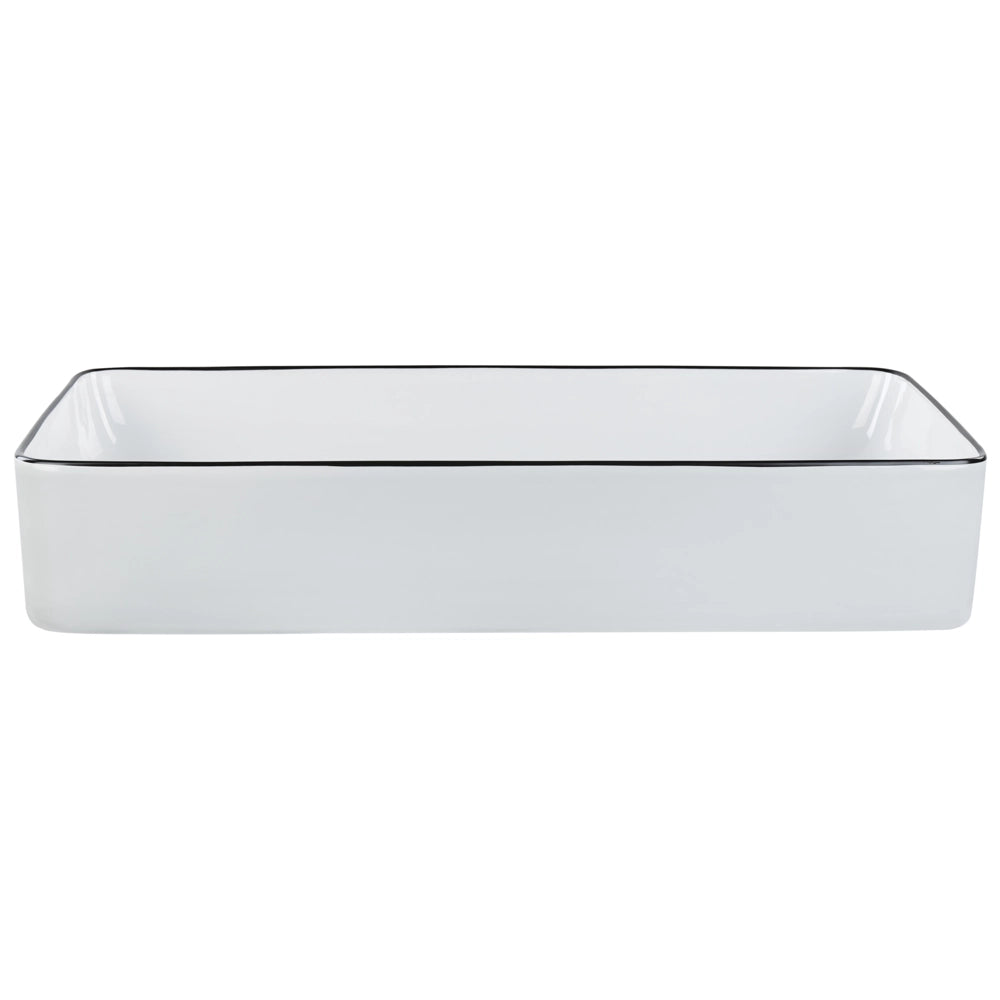 Lavabo da appoggio Bianco con bordo nero Ceramica lucida 610 x 350 mm Lavabo da bagno ovale