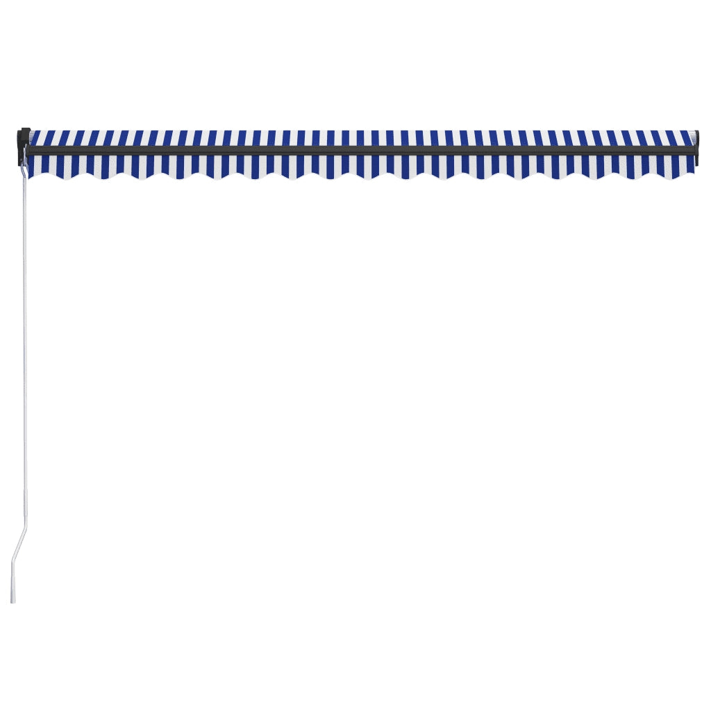 Tenda da Sole Retrattile Manuale 450x300 cm Blu e Bianca 3055194
