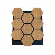 Set 12 Pannelli Decorativi 62x76 cm Motivo Esagonale in MDF e Feltro PET Rivestimento Murale Fonoassorbente Rovere