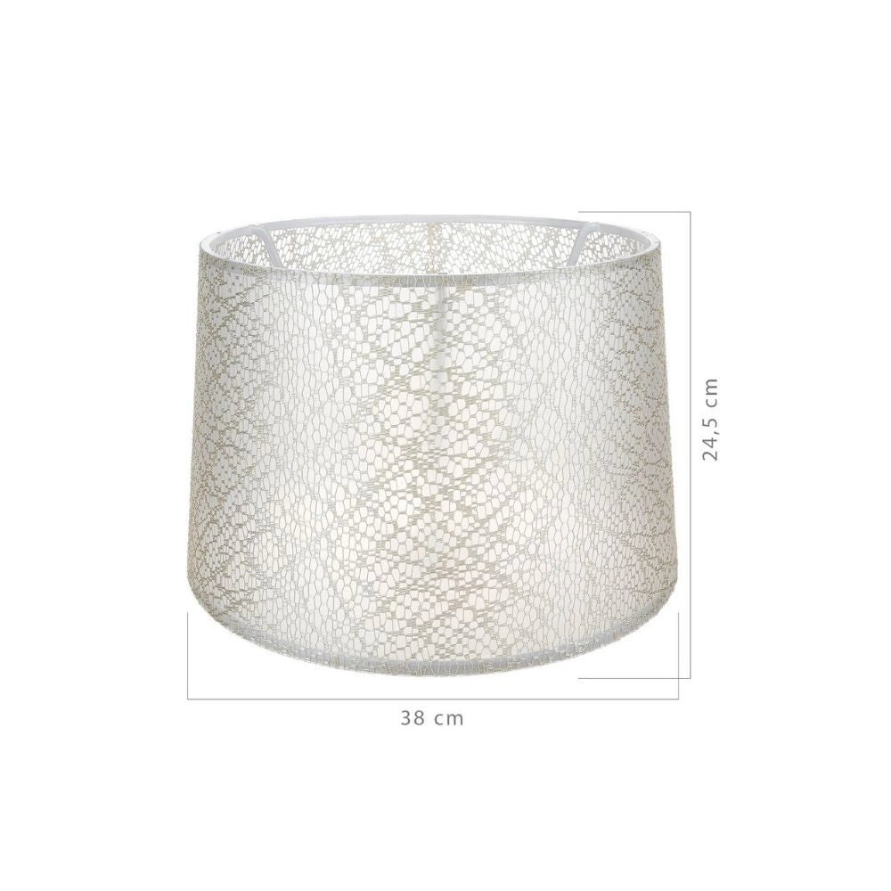 Paralume tessuto crema motivo ricamo Deco ASZ1182