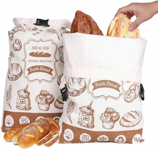 Zak per il pane in cera d'api - Borsa per il pane - Borse per il pane in cera d'api e lino - Riciclabile - Borse per il pane portatili - Borse per conservare il pane tostato - Con chiusura a gomito - Estende la durata del pane - 32*42 cm - 2 pezzi