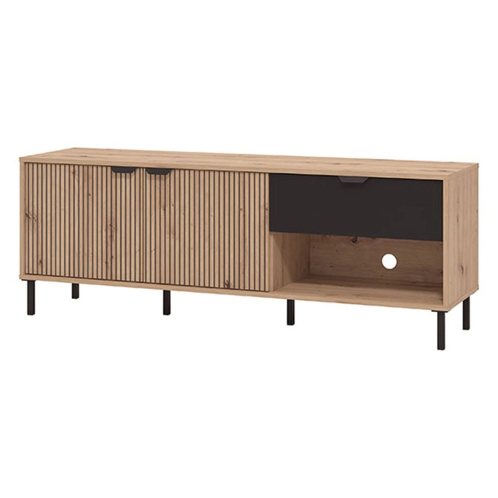 Preone, Mobile Porta tv un Cassetto, 150.5x40x54.5h cm Marrone Rovere Nodi