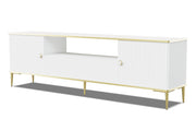PORTA TV PETRA 180 2D1S BIANCO OPACO GAMBE ORO