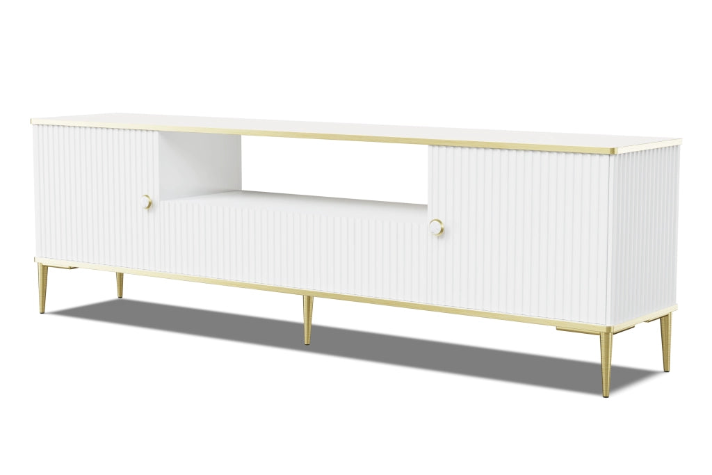 PORTA TV PETRA 180 2D1S BIANCO OPACO GAMBE ORO
