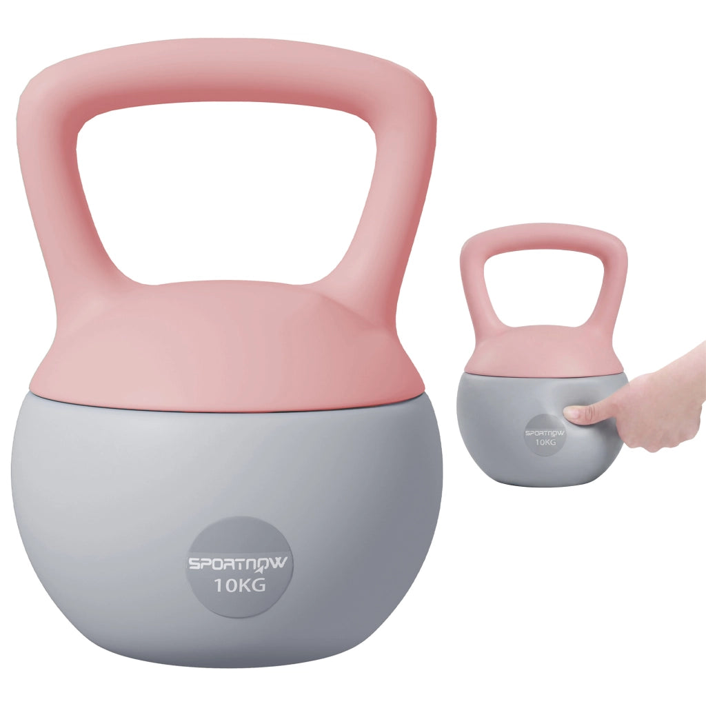 Kettlebell 10 kg con manico antiscivolo ¨C zephmum ¨C rosa e grigio 21x21x30 cm