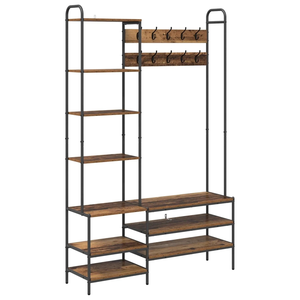 Appendiabiti con panca per scarpe Legno antico 8012042