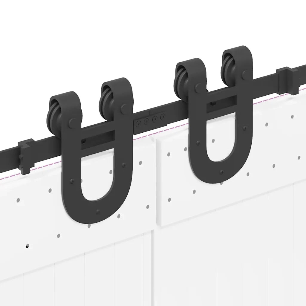 Kit di Binari per Porte Scorrevoli 366 cm Acciaio Nero 3295789