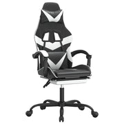 Sedia da Gaming | Sedia da e-sports Girevole Poggiapiedi Nero e Bianco Similpelle