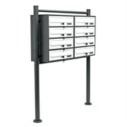 Blocco di 8 cassette postali con supporto scomparti sovrapposti 2x4 acciaio zincato antracite e bianco 16_0000050
