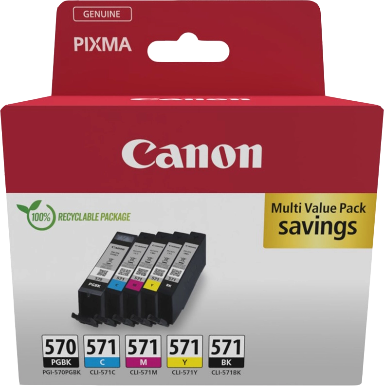 Canon 0372C006 cartuccia d'inchiostro 5 pz Originale Nero, Ciano, Magenta, Giallo