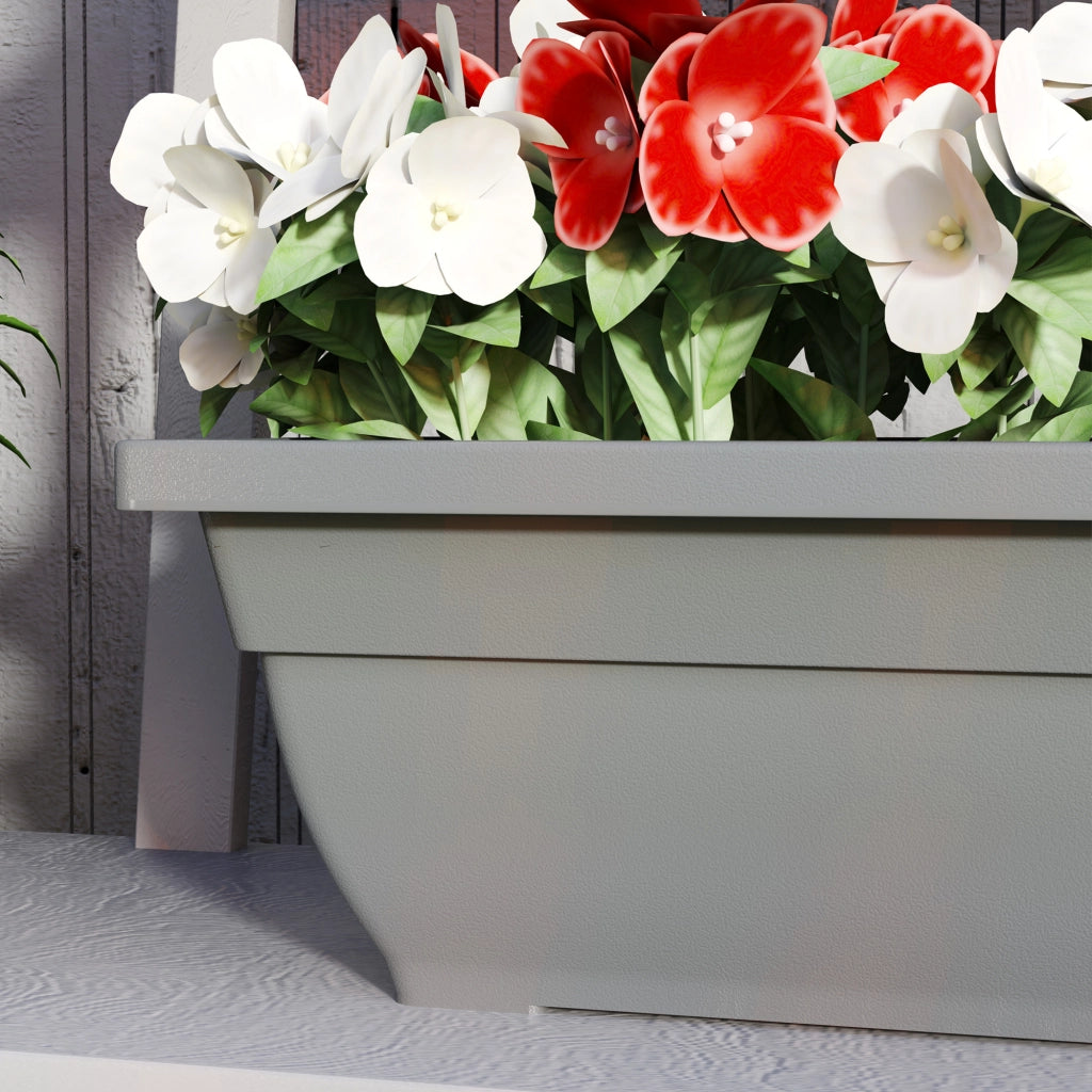 Set da 5 vasi da esterno impilabili in plastica, grigio, 59 x 21 x 16 cm, per interno ed esterno