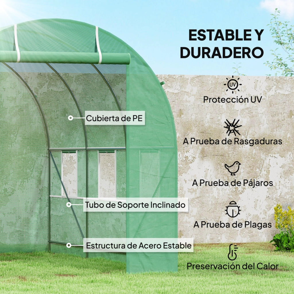 Serra da Giardino Tunnel 3.5x2 m ¨C zephmum ¨C Acciaio PE Verde 140 g/m2