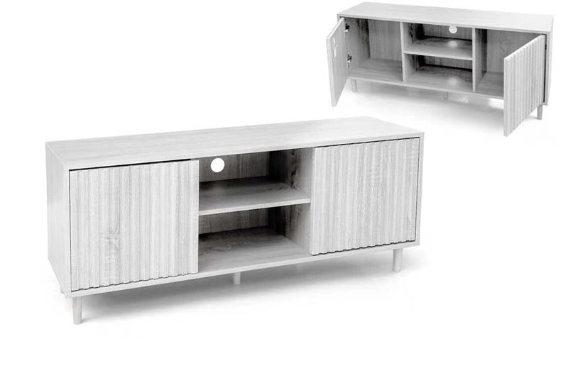 MOBILE PORTA TV COLORE BIANCO LEGNO 120X30X50 CM IN LEGNO TRUCIOLARE CON MELAMINICO + ANTE E RIPIANI