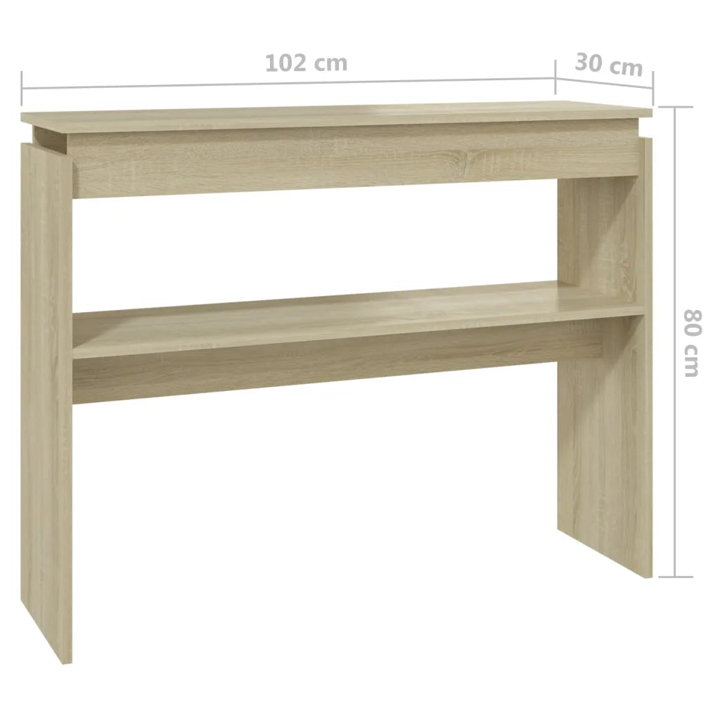 Tavolino Consolle-Tavolino da soggiorno-Tavolo Rovere Sonoma 102x30x80 cm Legno Multistrato